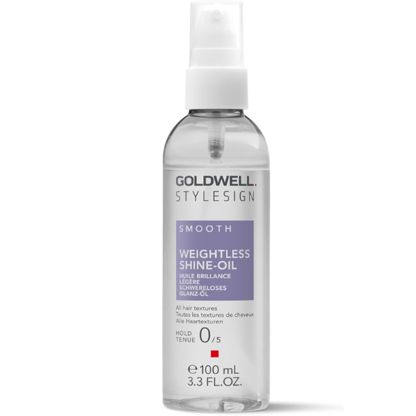 Goldwell StyleSign Weightless Shine Oil on display in a white bottle.