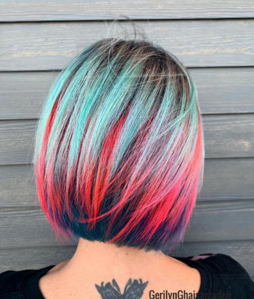 Unconventional Color finalist entry by hairstylist @gerilynghaisarzadeh for the 2019 #ONESHOT Hair Awards Hot Shot