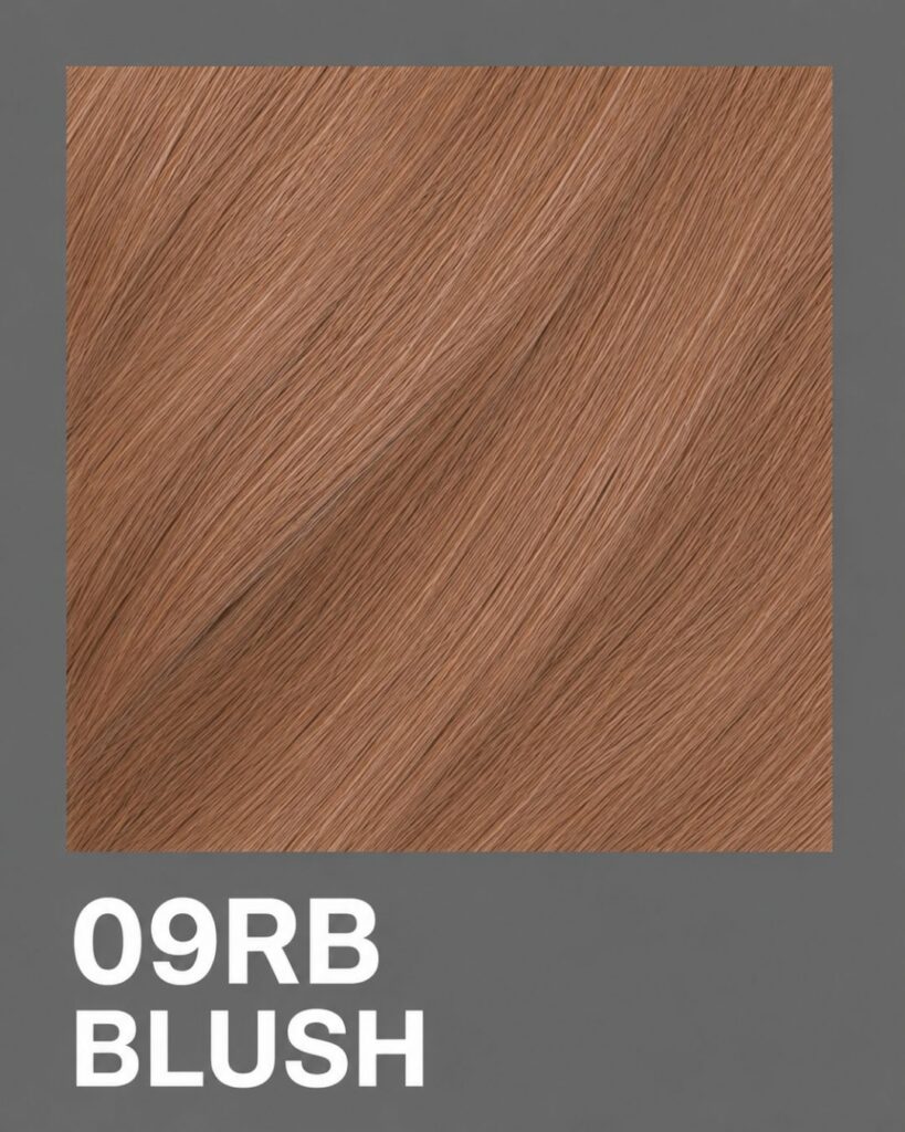 Redken Shades EQ Gloss 09RB Blush swatch featuring a rosy beige blonde hair color.